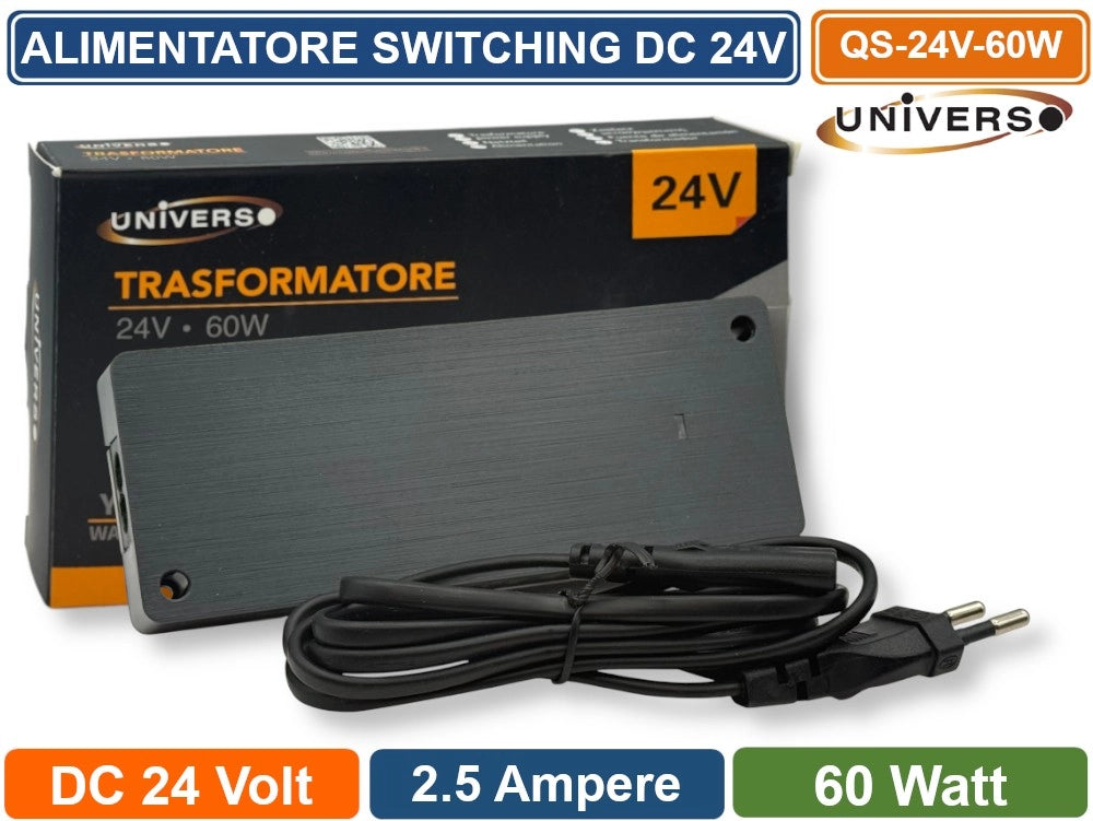 UNIVERSO QS-24V-60W ALIMENTATORE SWITCHING DC 24V 60W 2.5A 7 USCITE CON 1 INGRESSO SENSORE PER STRIP LED IP20