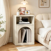 Comodino moderno in MDF crema con ripiani aperti 40x30x60 cm
