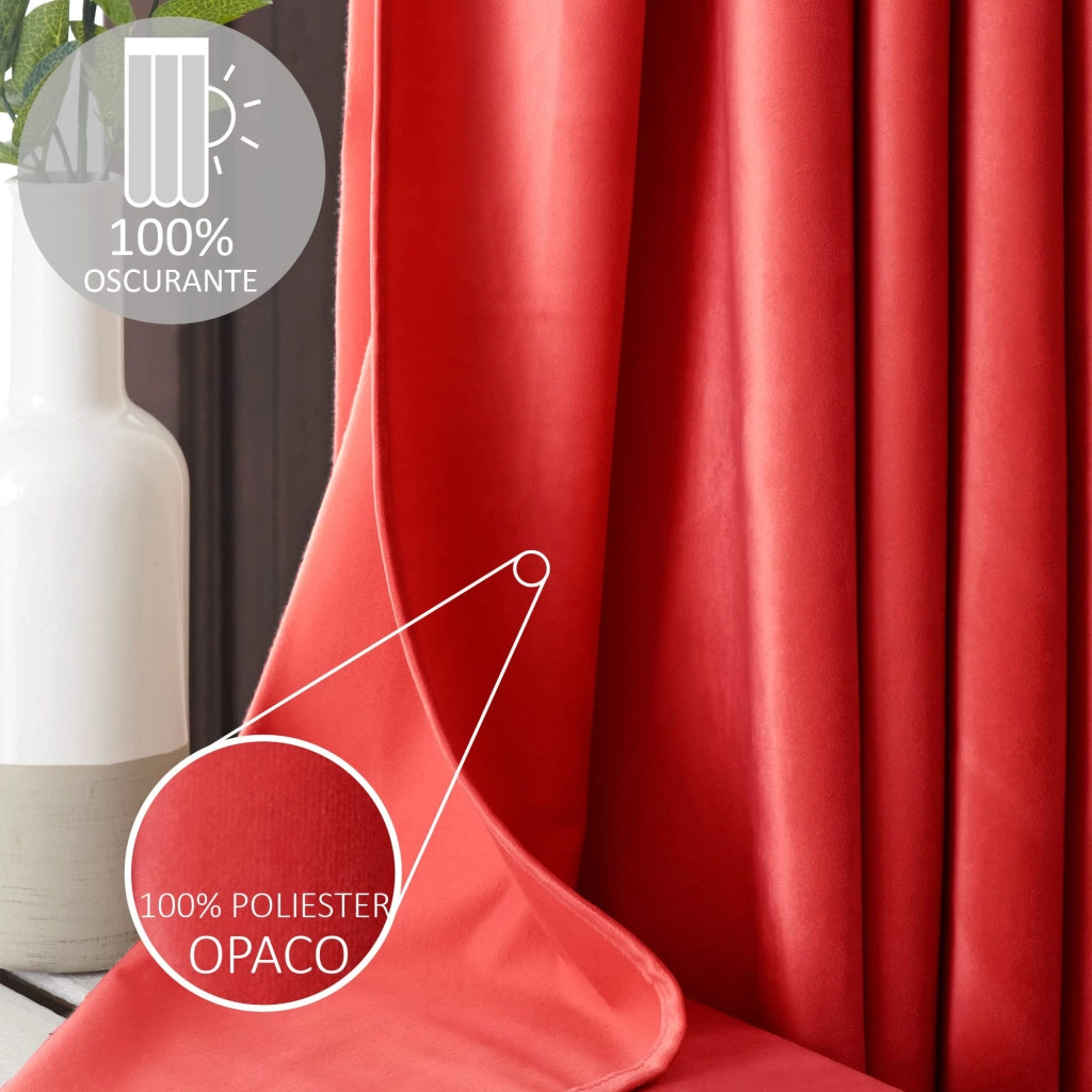 Tenda oscurante con passanti, colore rosso, 250x260 cm, 1 pezzo