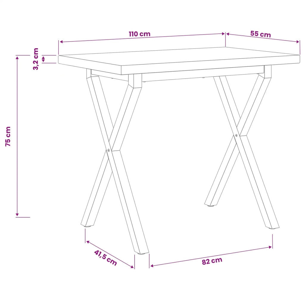 Tavolo da pranzo quadrato 110 x 55 x 75 cm 938767