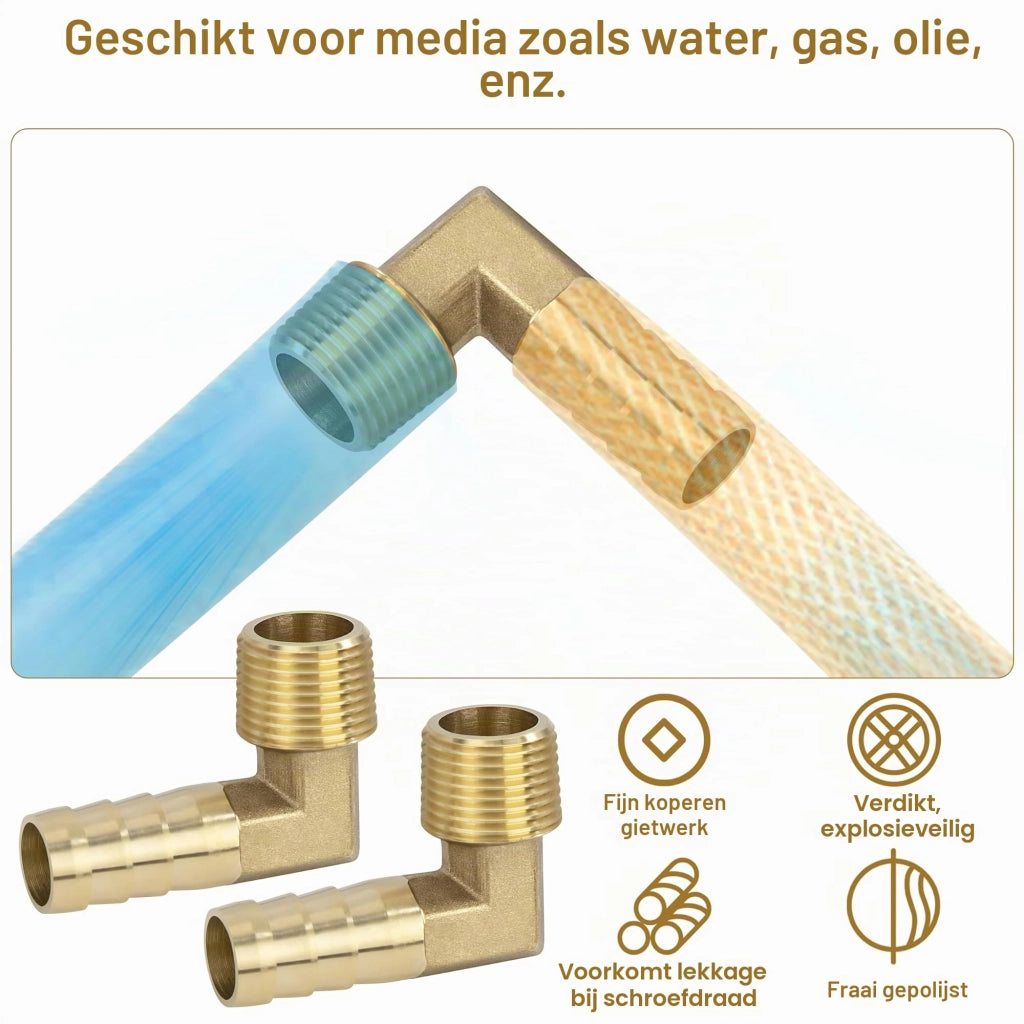 Raccordo a 90° in ottone, da 12 mm a 3/8" – confezione da 2 pezzi