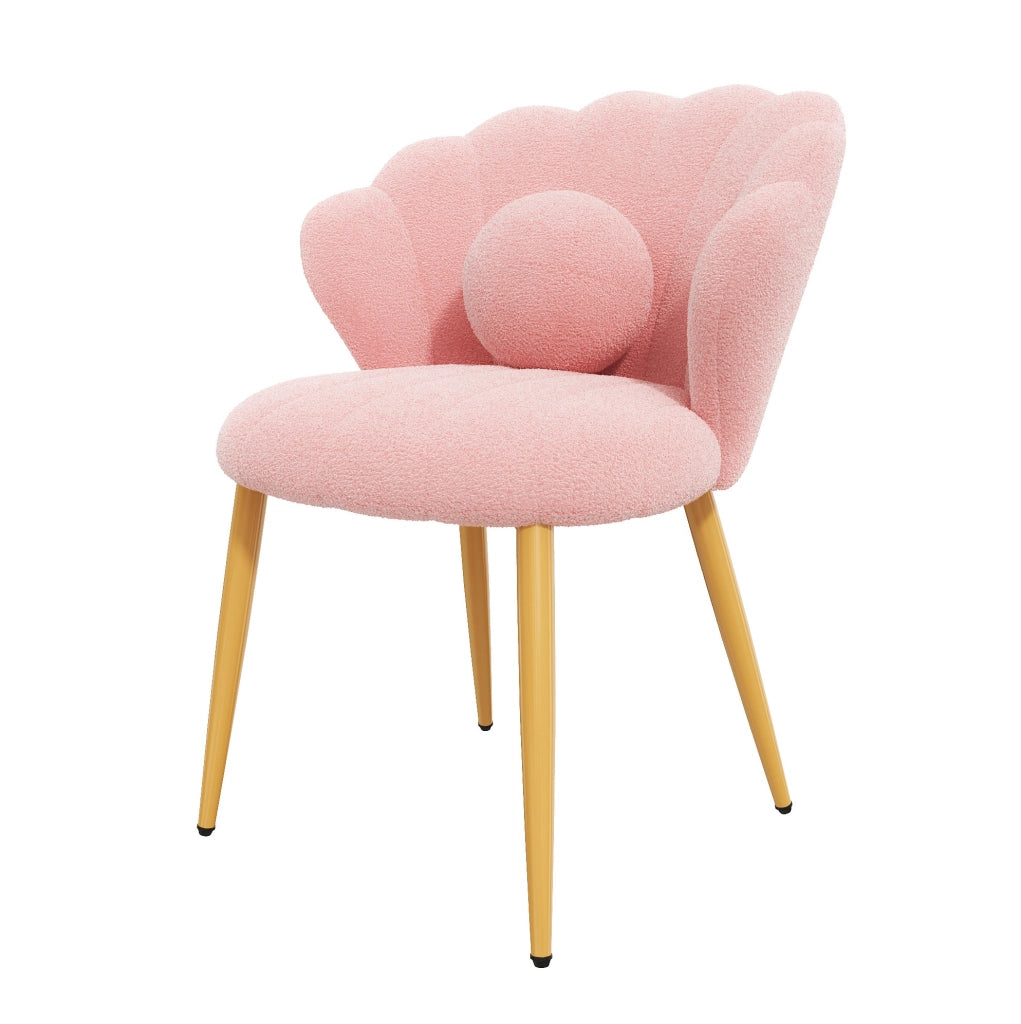 Set di 4 sedie da pranzo 60x62,5x83 cm in tessuto rosa con schienale a conchiglia