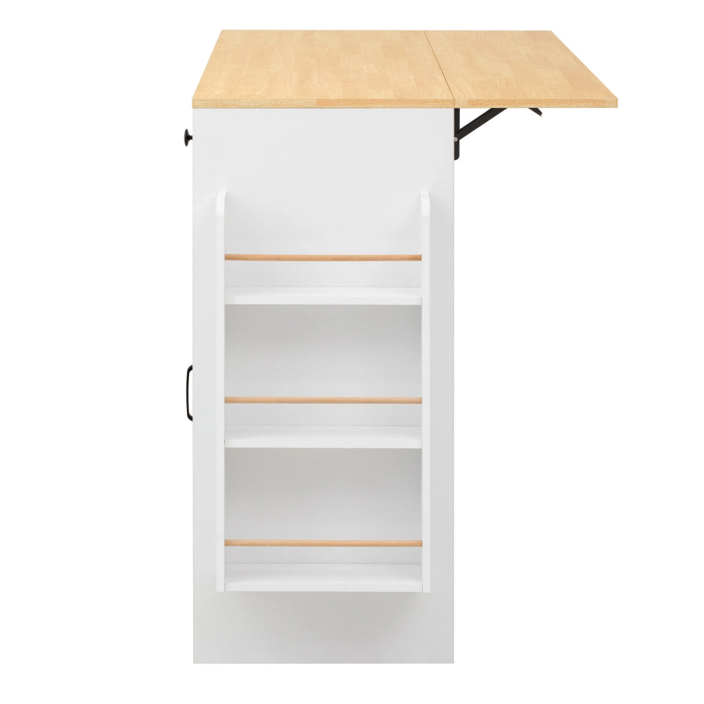 Credenza bianca e color legno con 3 cassetti e 2 ante, 136 × 65 × 90 cm