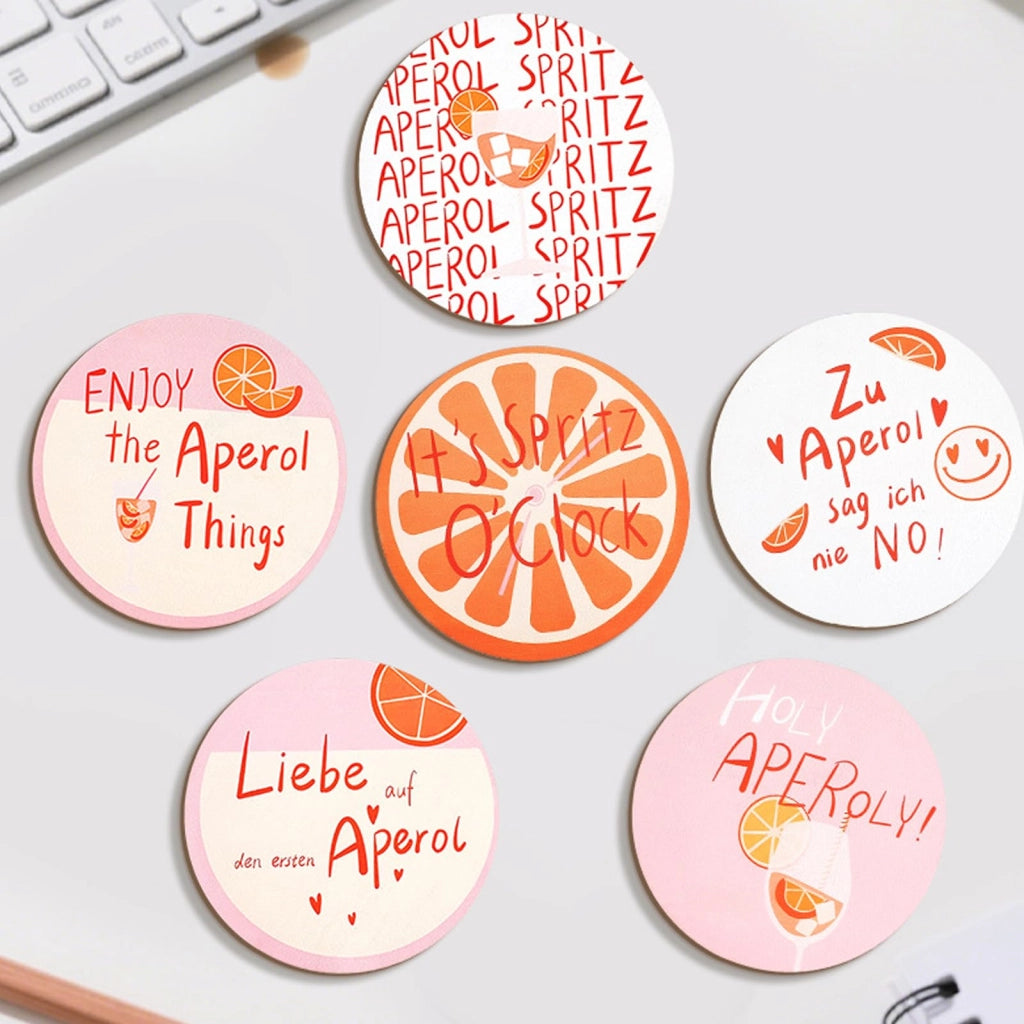 6 sottobicchieri in feltro con logo Aperol, diametro 10 cm, accessori per cocktail
