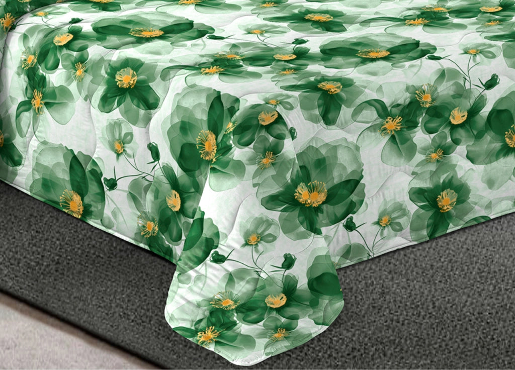 Trapunta Piumone Letto Invernale Imbottita 300gr Scaldanotti Ilenia - Piazza E Mezza - Verde