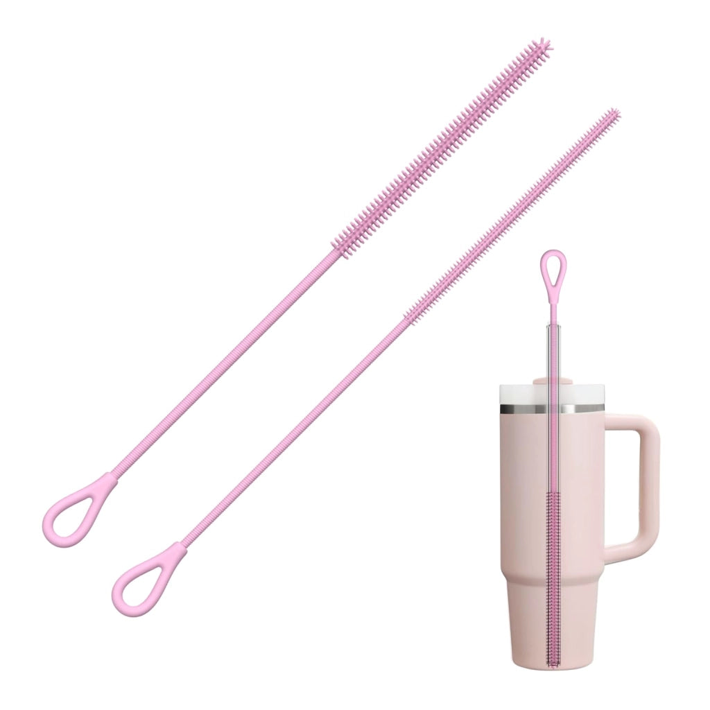 Spazzole per cannucce in silicone, confezione da 2 pezzi, dimensioni 6+9 mm, colore rosa
