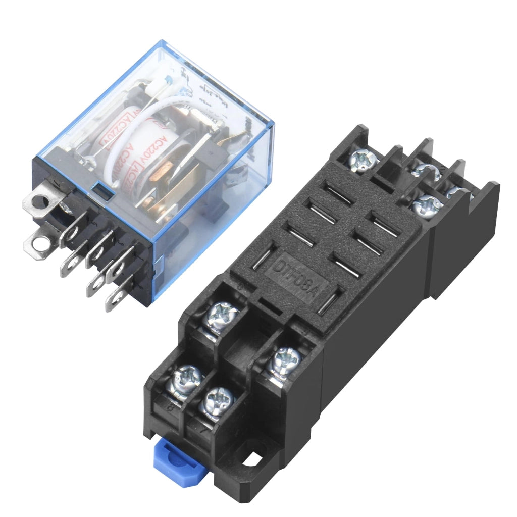 Relè LY2NJ, 220 VAC, DPDT, 10 A, con LED e base