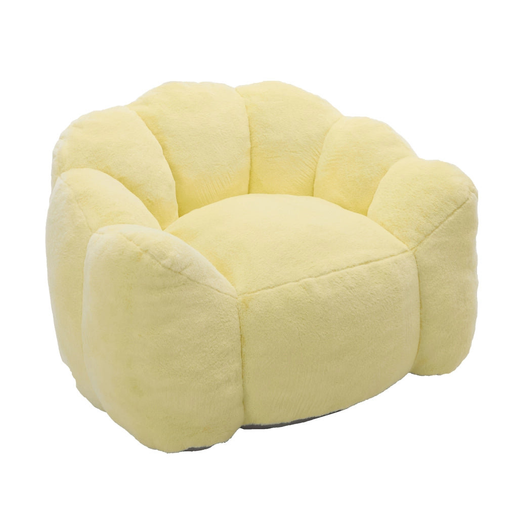Divano pouf 110x110x68 cm in velluto giallo senza montaggio per salotto e camera