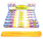 Bastoncini di incenso al patchouli, confezione da 120 pezzi, con posacenere