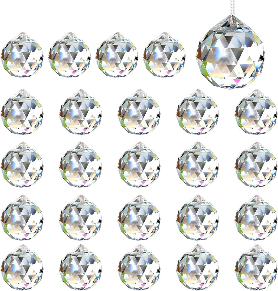 Prismi per cattedrali solari, confezione da 24 pezzi, diametro 24 mm, cristalli, decorazioni a forma di arcobaleno