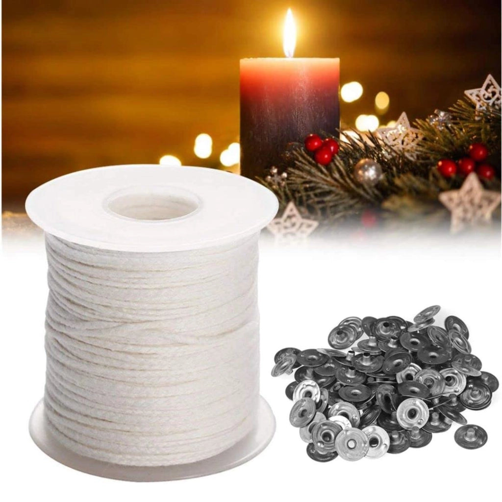 Candele in cotone, 60 metri + 100 supporti, fai da te