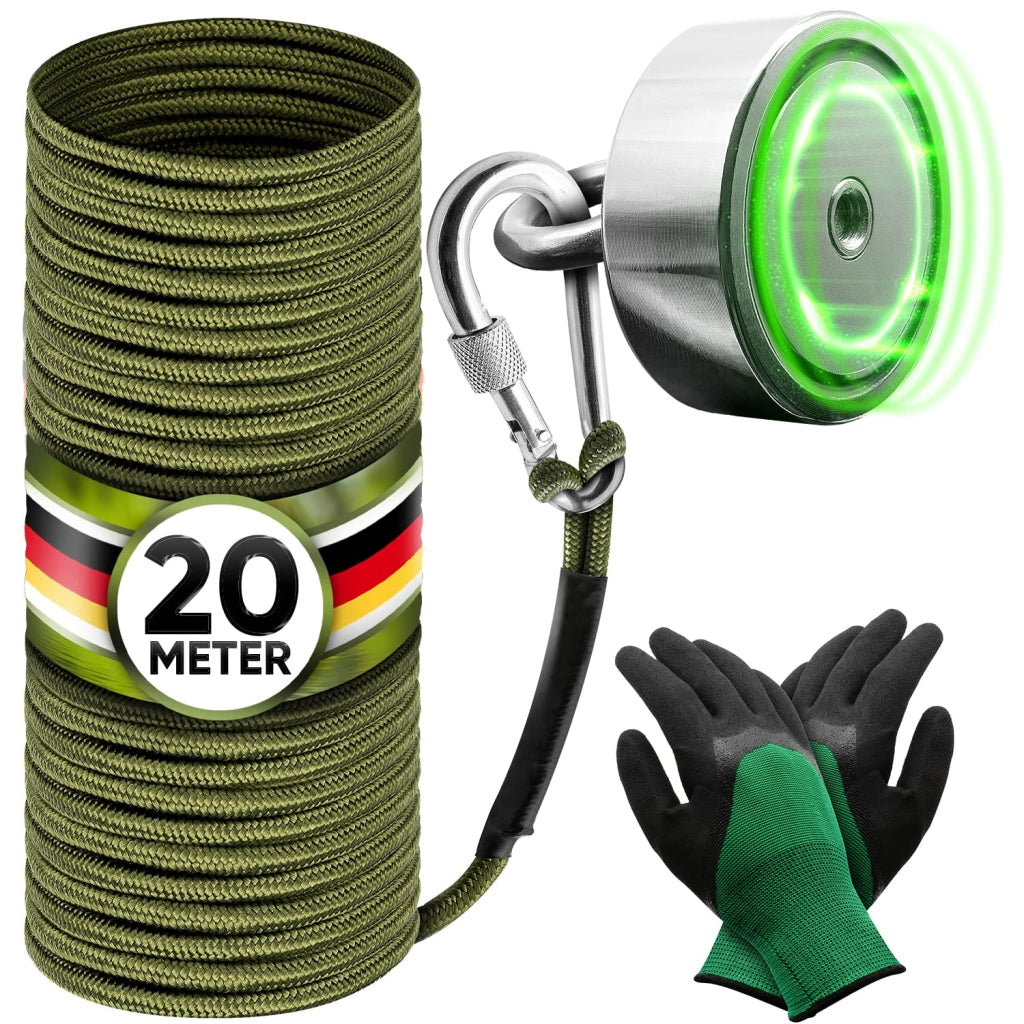 Kit per il recupero di oggetti con magnete, magnete al neodimio, 25 metri di corda, guanti impermeabili