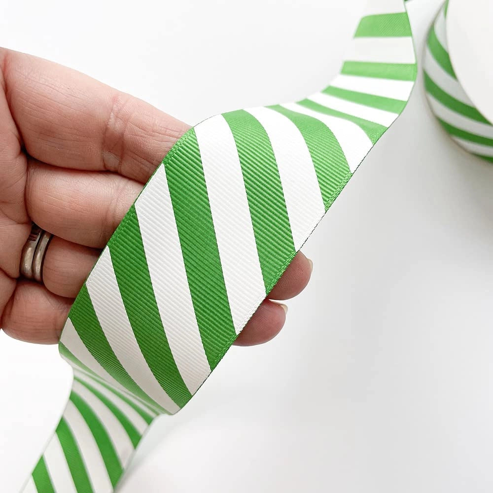 Nastro decorativo natalizio a righe, verde, 38 mm x 10 m