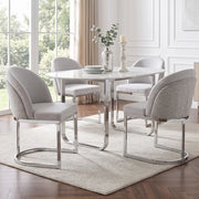 Set di 6 sedie grigie in ciniglia con gambe argentate