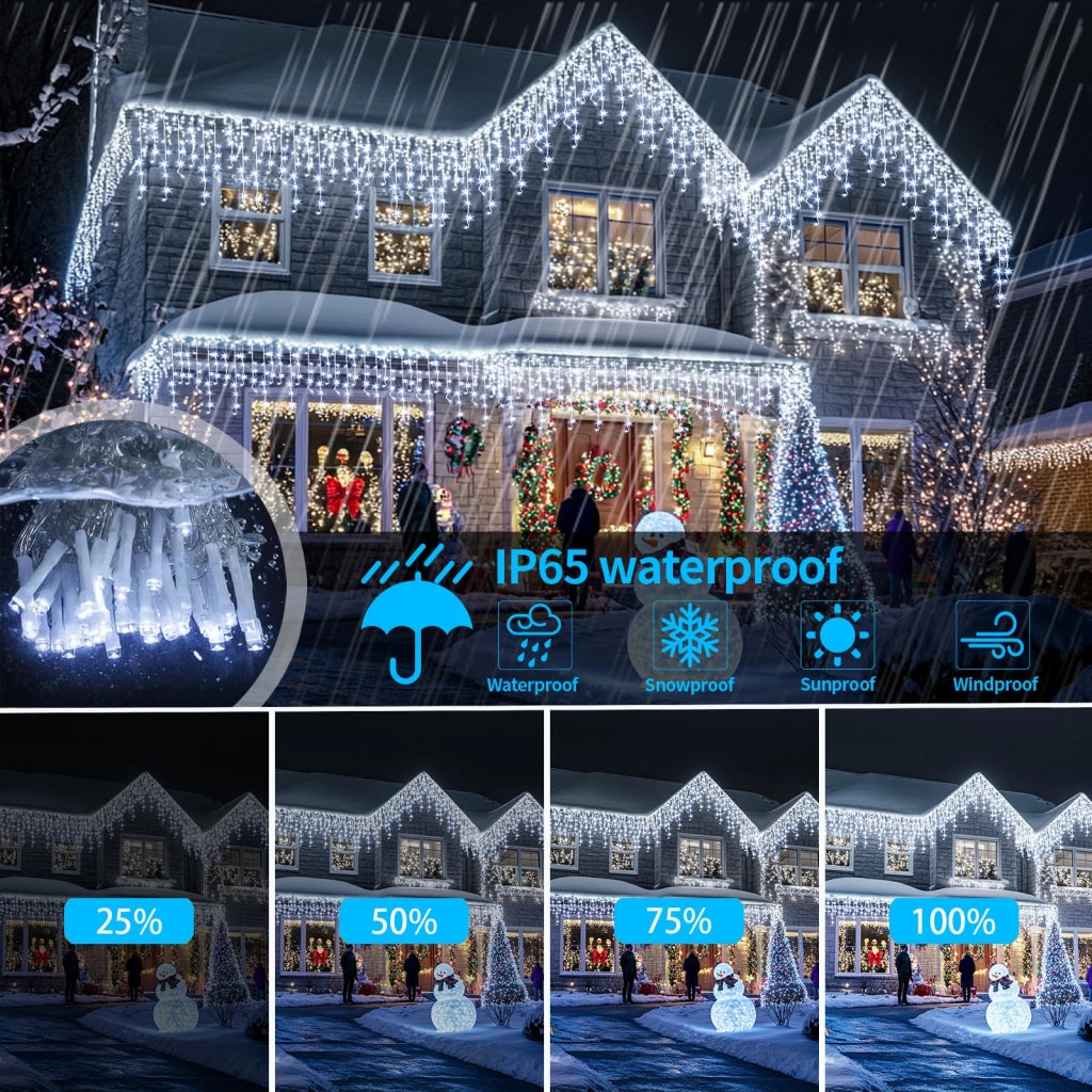 Catena luminosa solare con 600 LED, per illuminazione esterna