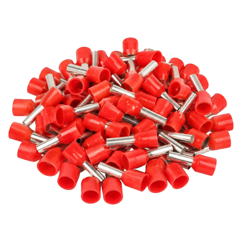 Guaine terminali isolate, sezione 10 mm², confezione da 150 pezzi, diametro 12 mm, colore rosso, materiale: rame