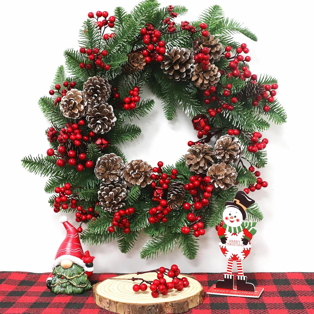 Rami artificiali con bacche rosse, 18 cm, confezione da 24 pezzi, decorazioni natalizie