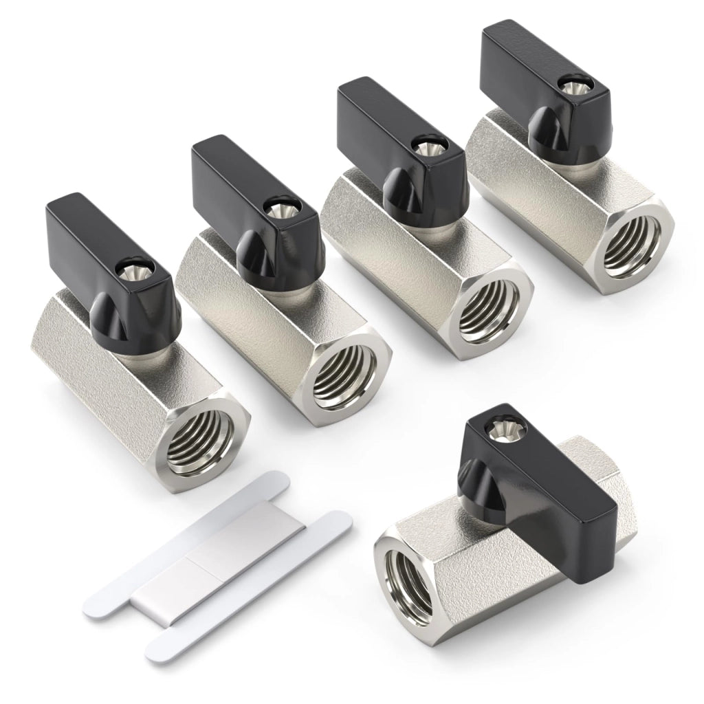 Confezione da 2 valvole a sfera mini da 3/8" con filettatura BSP, in ottone nichelato