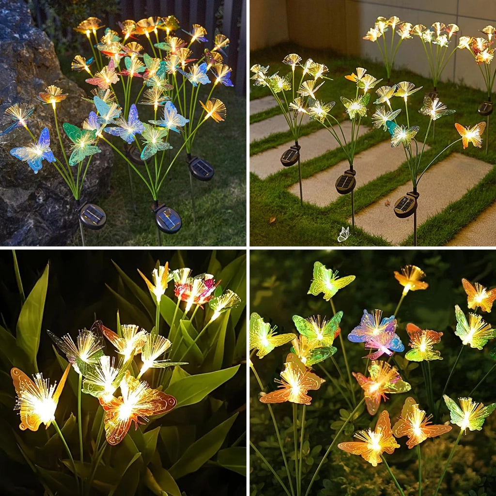 Set di 2 lanterne solari a forma di medusa, con 16 LED, impermeabili, per l'uso in giardino