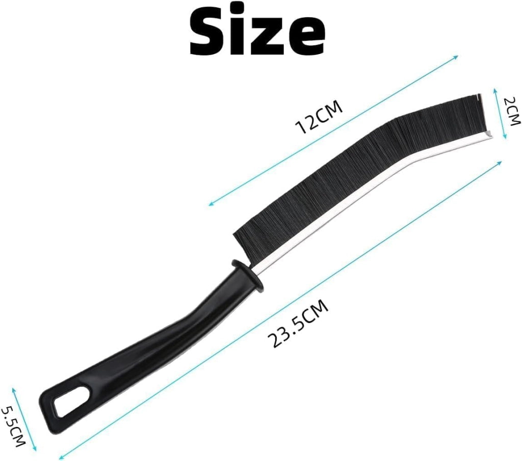 Set di 6 spazzole angolari per la pulizia delle fughe, dure, nere, da 23 cm