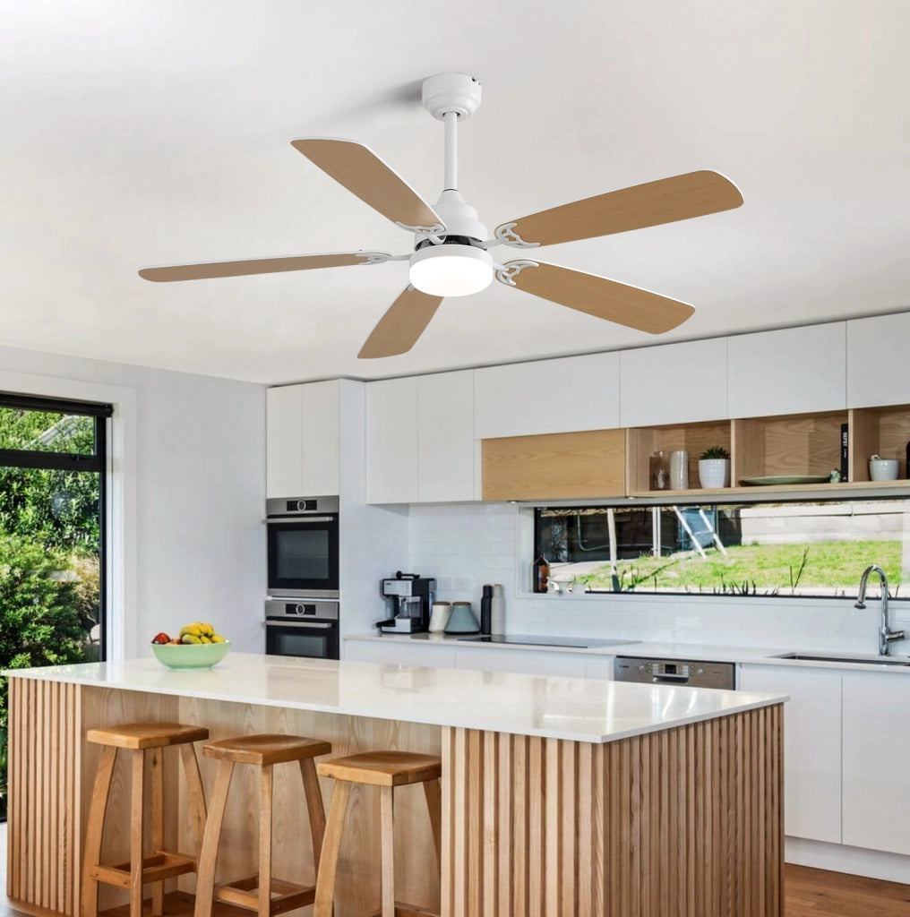 Ventilatore da soffitto 132 cm con LED dimmerabile 18 W in MDF bianco opaco