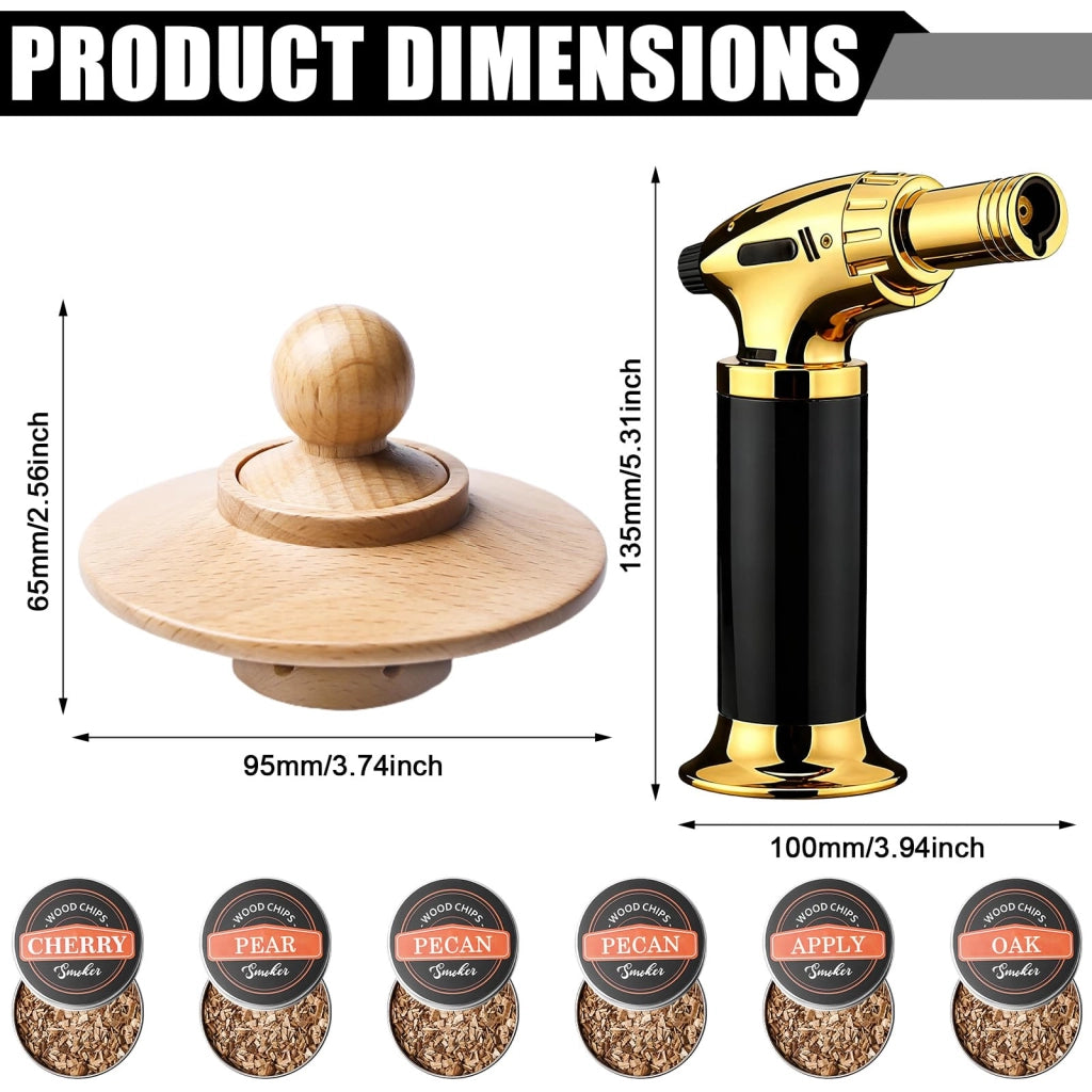 Kit per affumicare cocktail, completo di whisky smoker, 6 trucioli di legno e accendifuoco