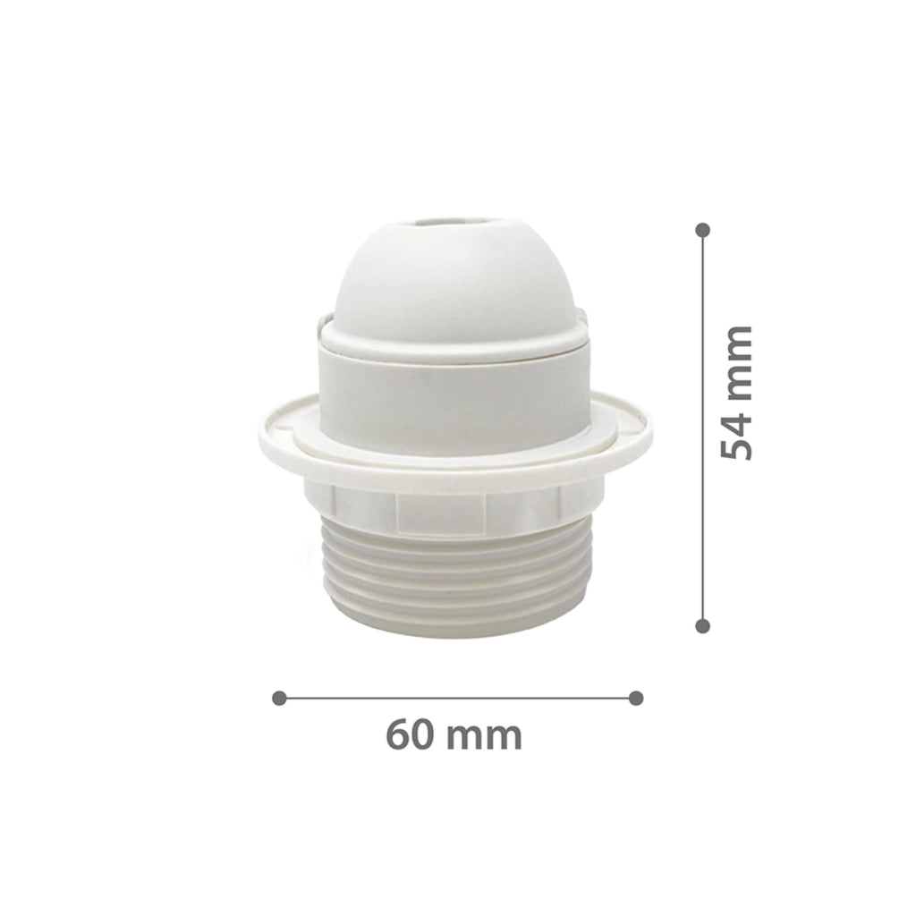 Confezione da 4 portalampada E27, attacco M10x1, con sistema di sicurezza, in termoplastica, colore bianco