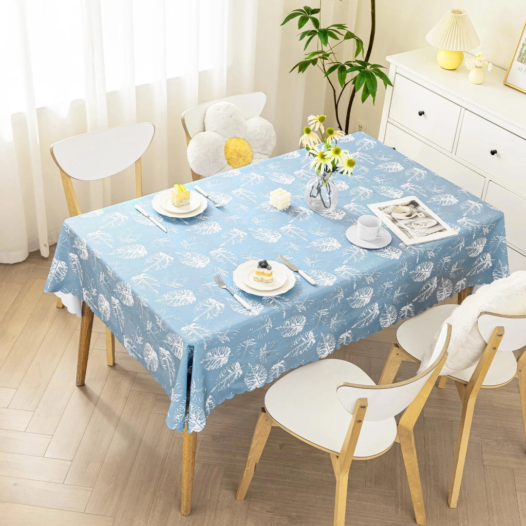 Tovaglia rettangolare in poliestere, impermeabile, colore blu, dimensioni 160x120 cm
