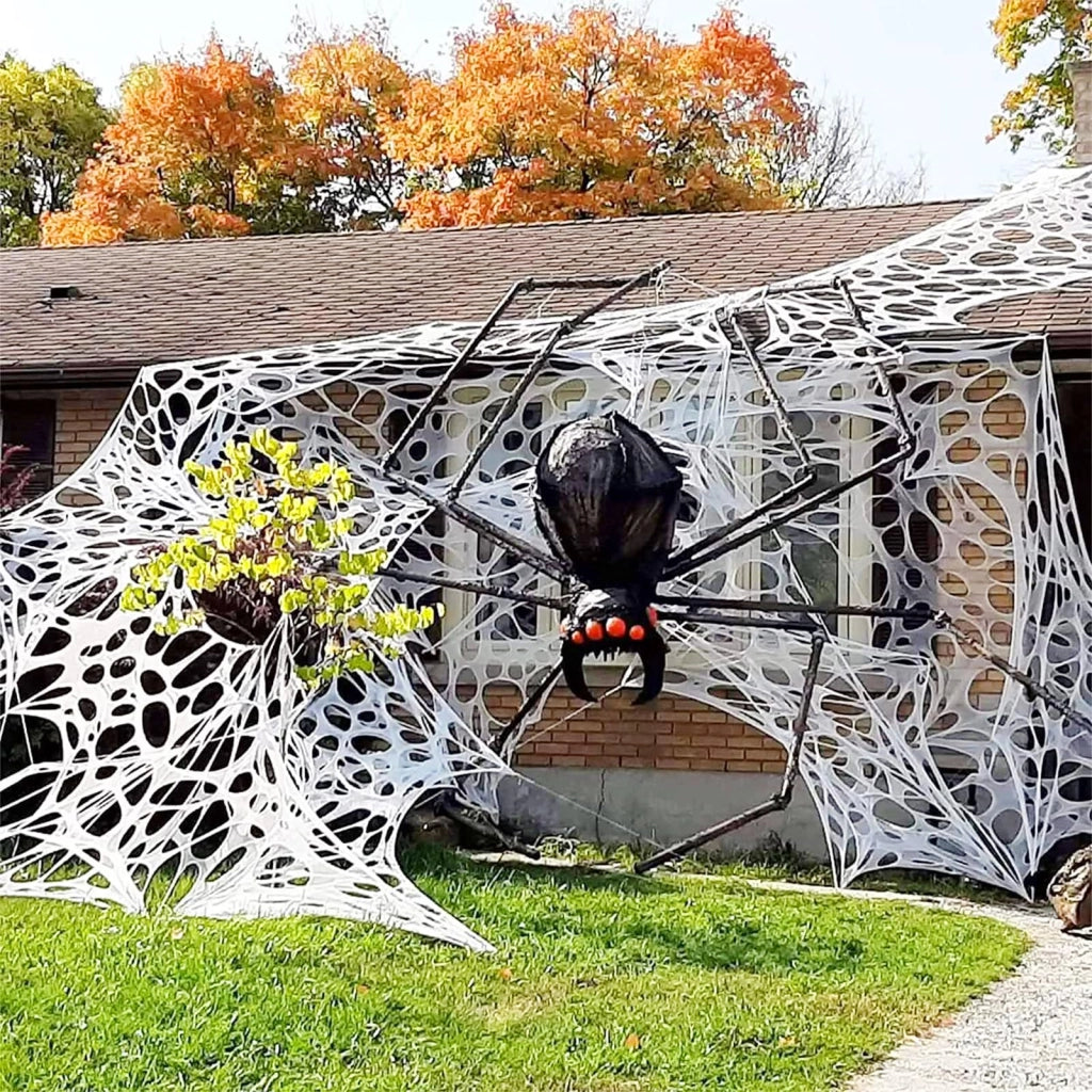 Rete elastica per Halloween, dimensioni 400x200 cm, con 5 picchetti