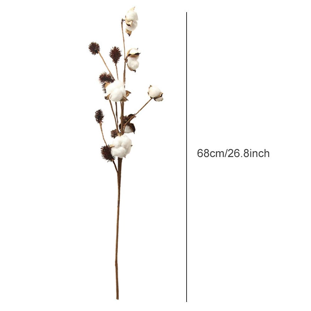 Set di 3 rami di cotone, fiori decorativi per vasi, stile rustico