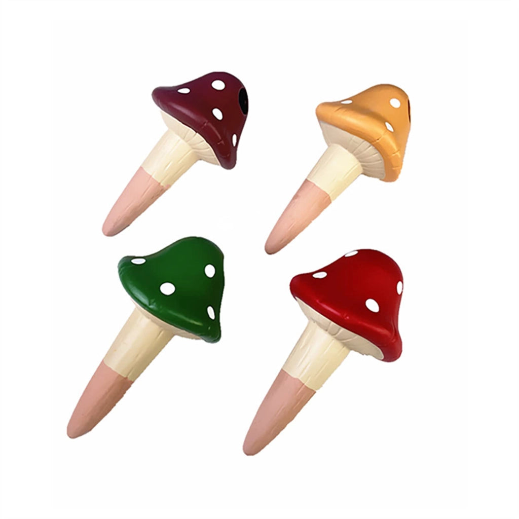 Set di 4 picchetti per irrigazione in terracotta, forma a fungo, 8,2 x 16,2 cm