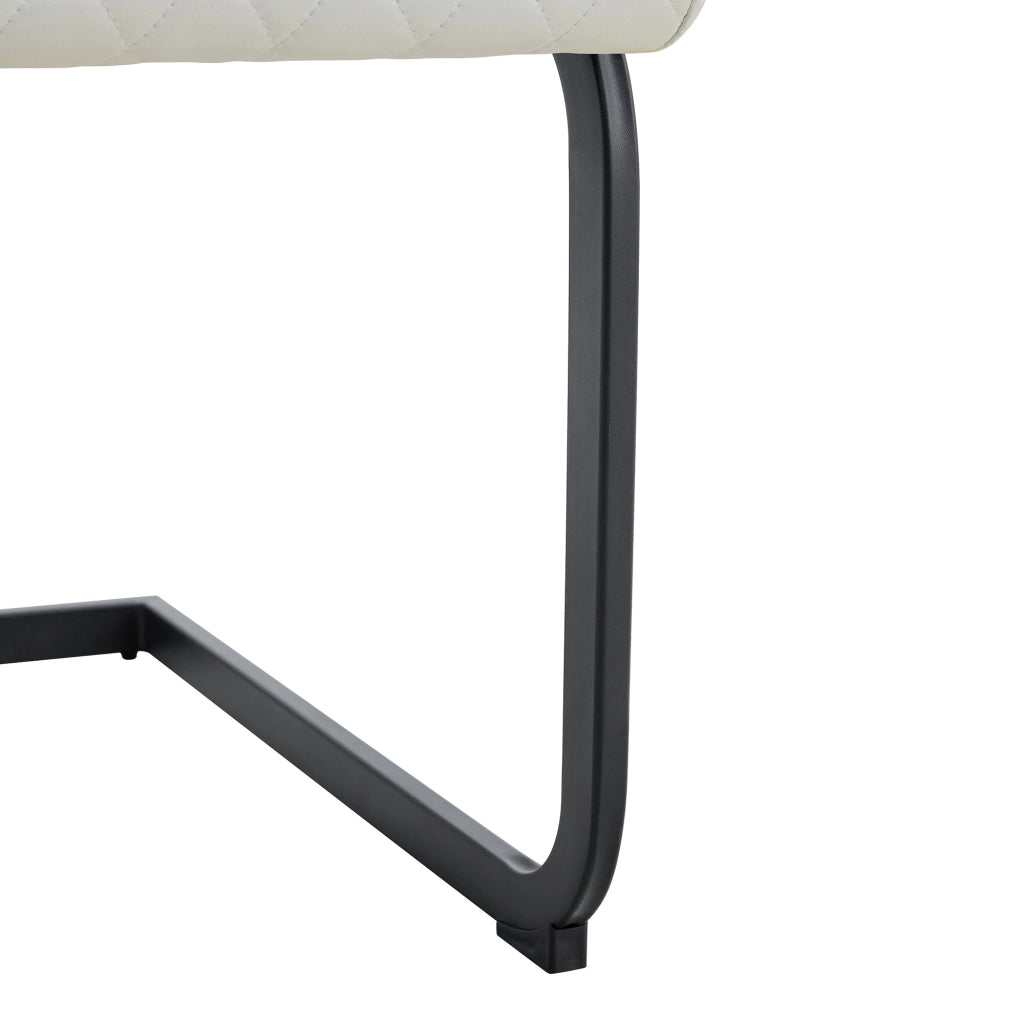 Set tavolo da pranzo rotondo con 4 sedie in ecopelle bianca tavolo in vetro temperato da 85 cm e base in metallo nero