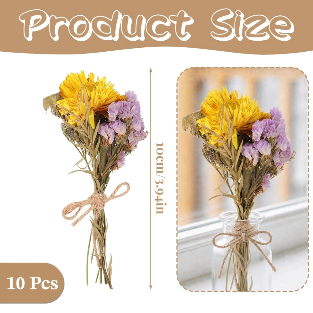 Piccolo bouquet di fiori secchi, confezione da 10, fiori di gesso, decorazione in stile boho