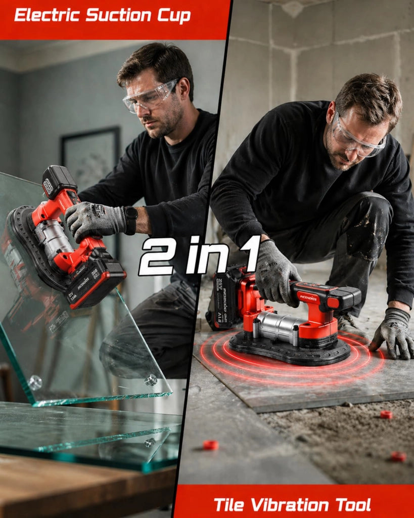 Vibratore per piastrelle a batteria 2-in-1, rosso/nero, 1 pezzo