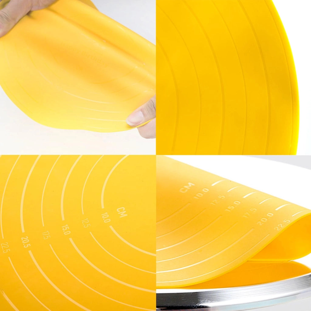 Tappetino in silicone, rotondo, giallo, 28 cm, con rivestimento antiaderente