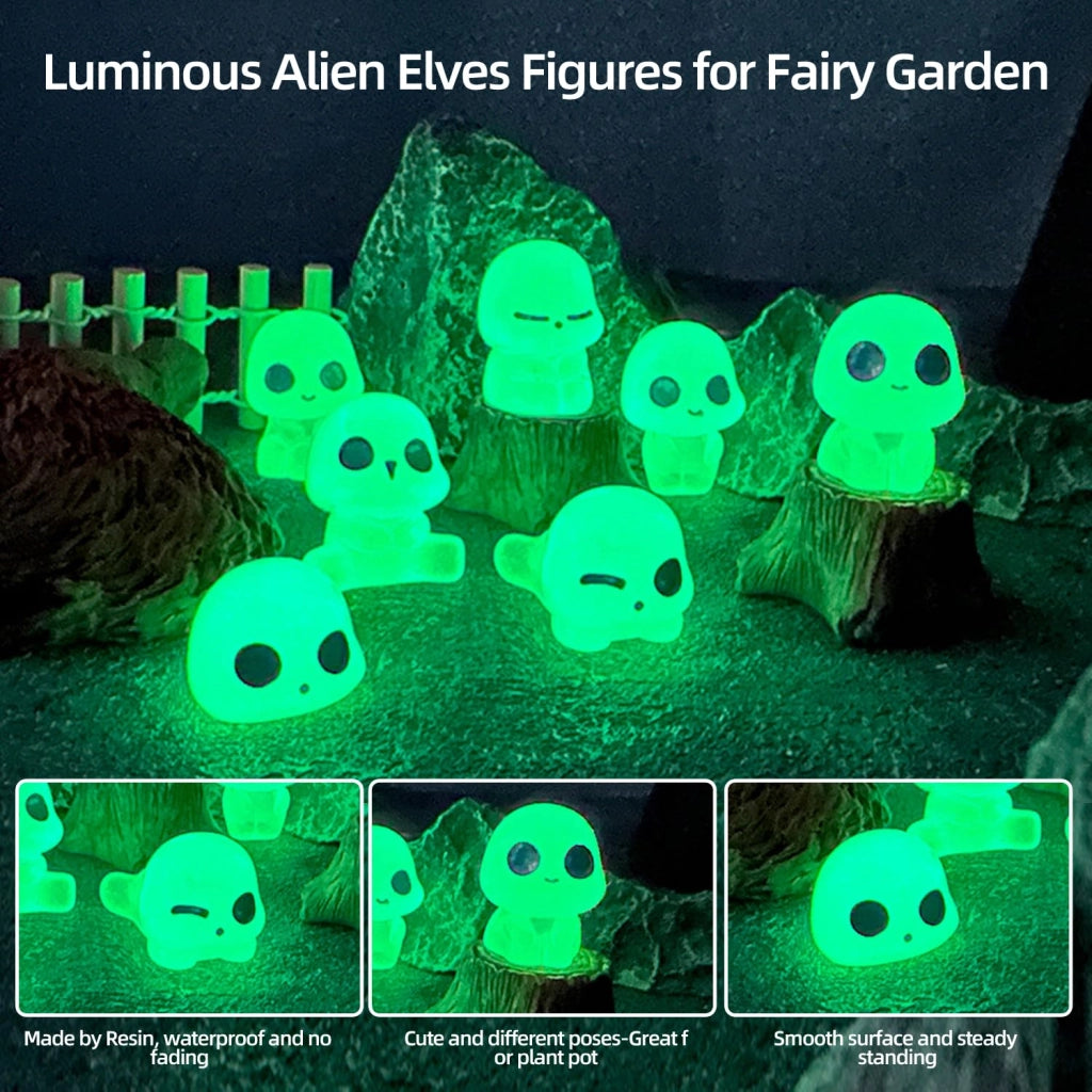 20 miniature figure di elfi da giardino che si illuminano al buio, realizzate in resina