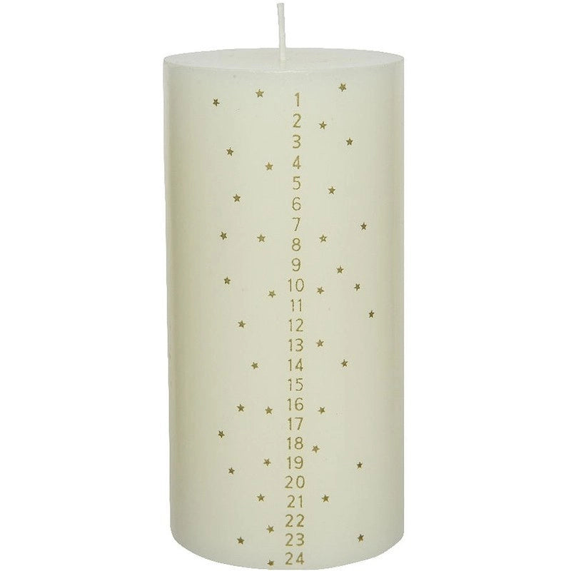 Candela dell’Avvento bianca Ø7.5 × H15 cm