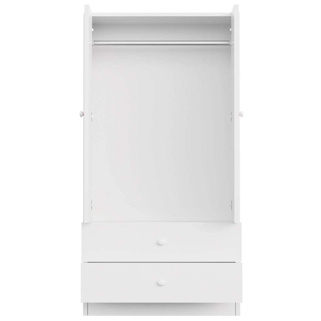 Armadio bianco e rosa con due cassetti, 70 x 40 x 170 cm