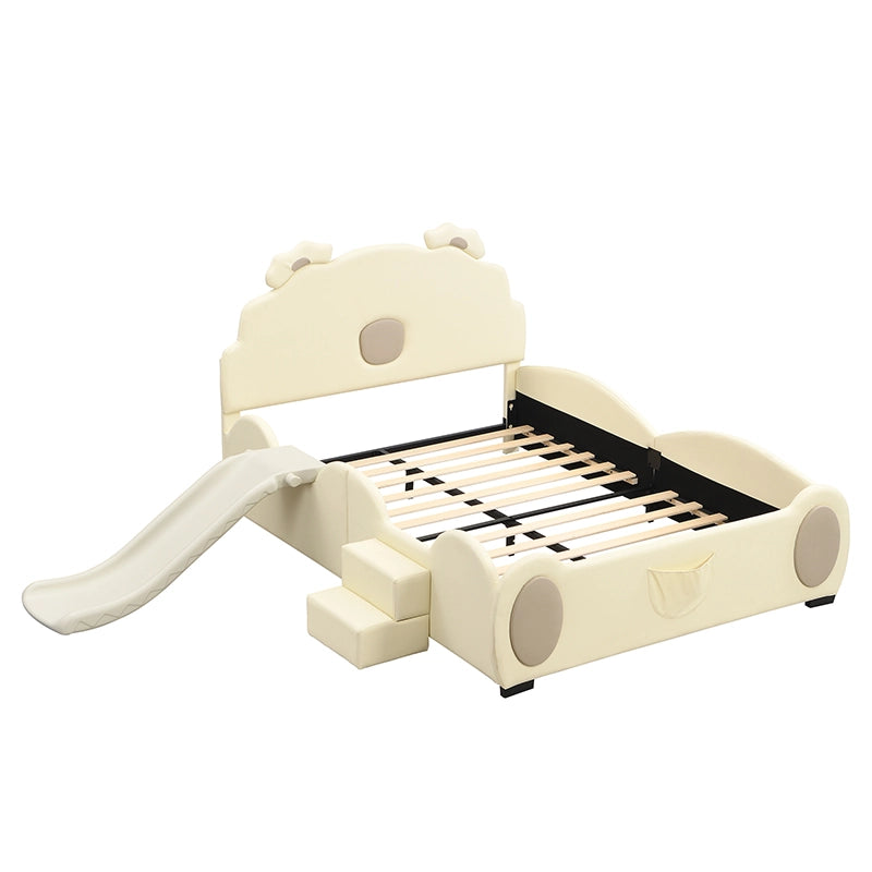 Letto per bambini 140x200 cm con scivolo beige