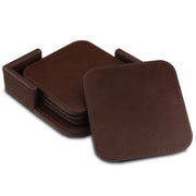 Sottobicchieri in pelle, set da 4, antiscivolo, color marrone scuro