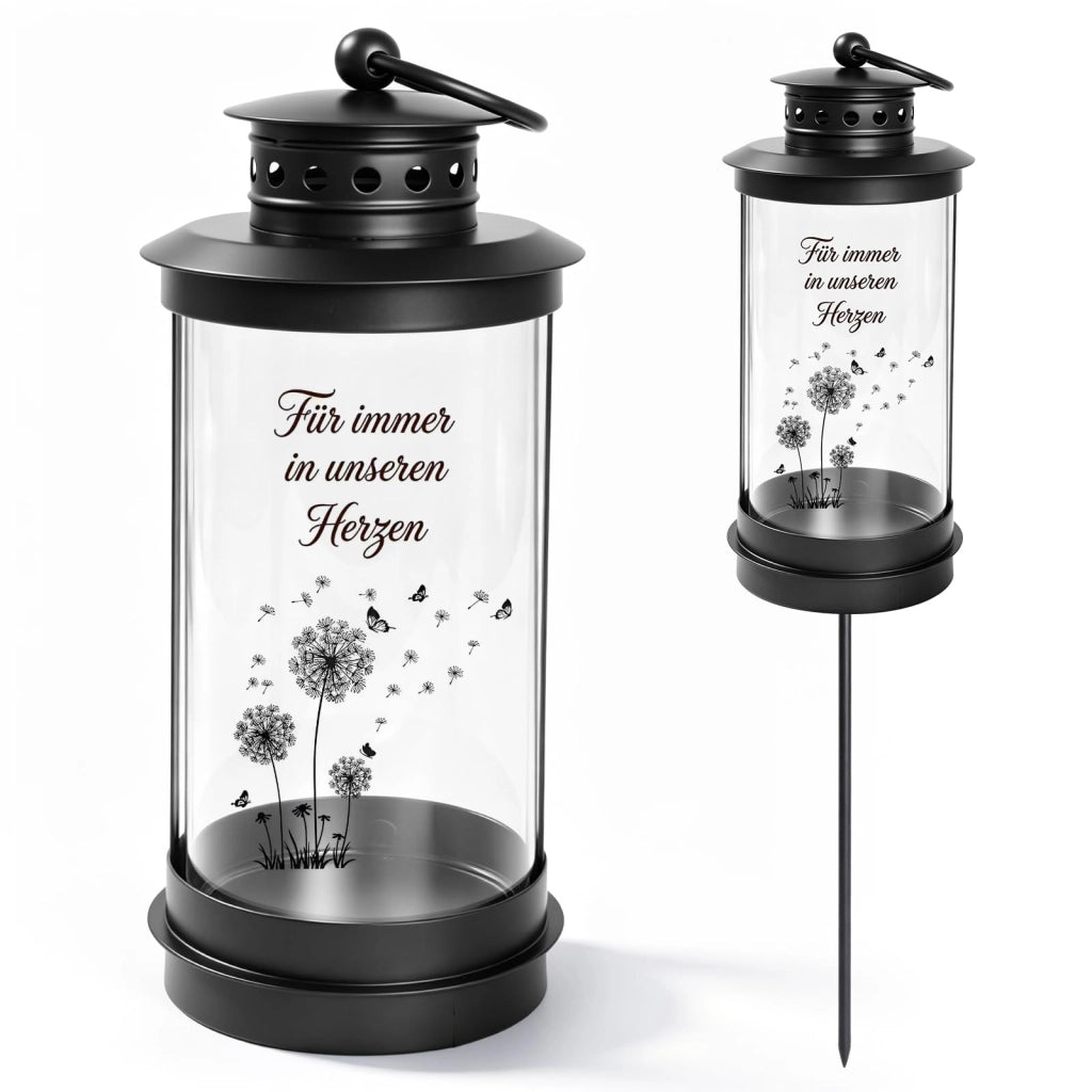 Faro da giardino resistente alle intemperie, con picchetto da terra, altezza 55 cm, colore nero, realizzato in metallo e vetro