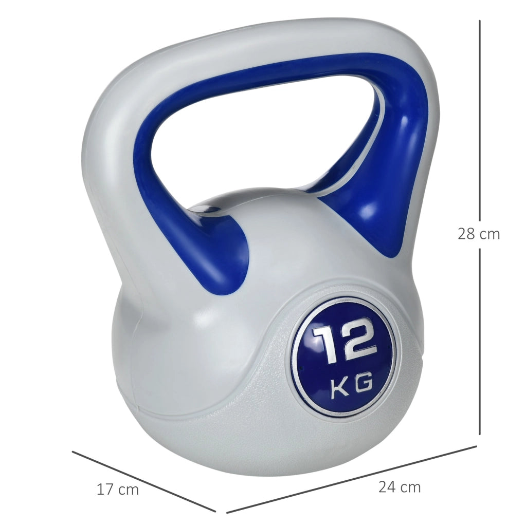 Kettlebell 12 kg 24 x 17 x 28 cm blu per workout in casa