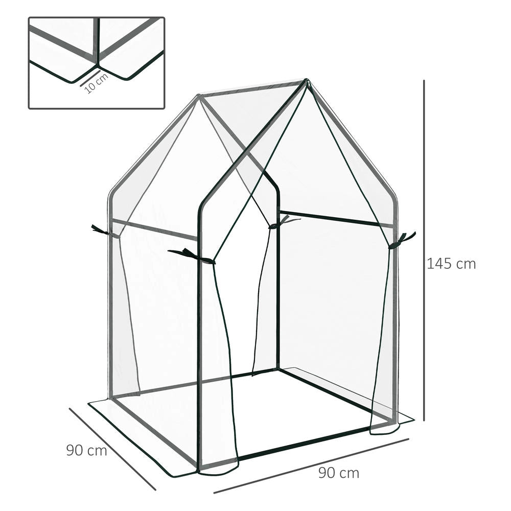 Serra da giardino per pomodori con 2 porte con zip, struttura in acciaio resistente per orto e piante, 90 x 90 x 145cm