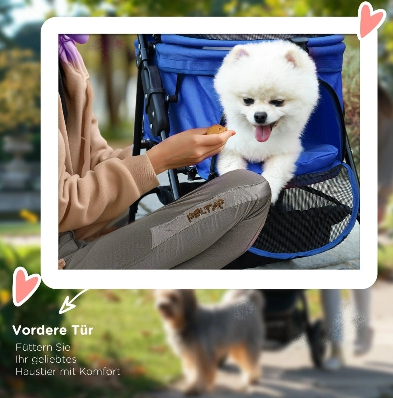 Passeggino pieghevole per cani e gatti 67 x 45 x 96 cm Oxford blu