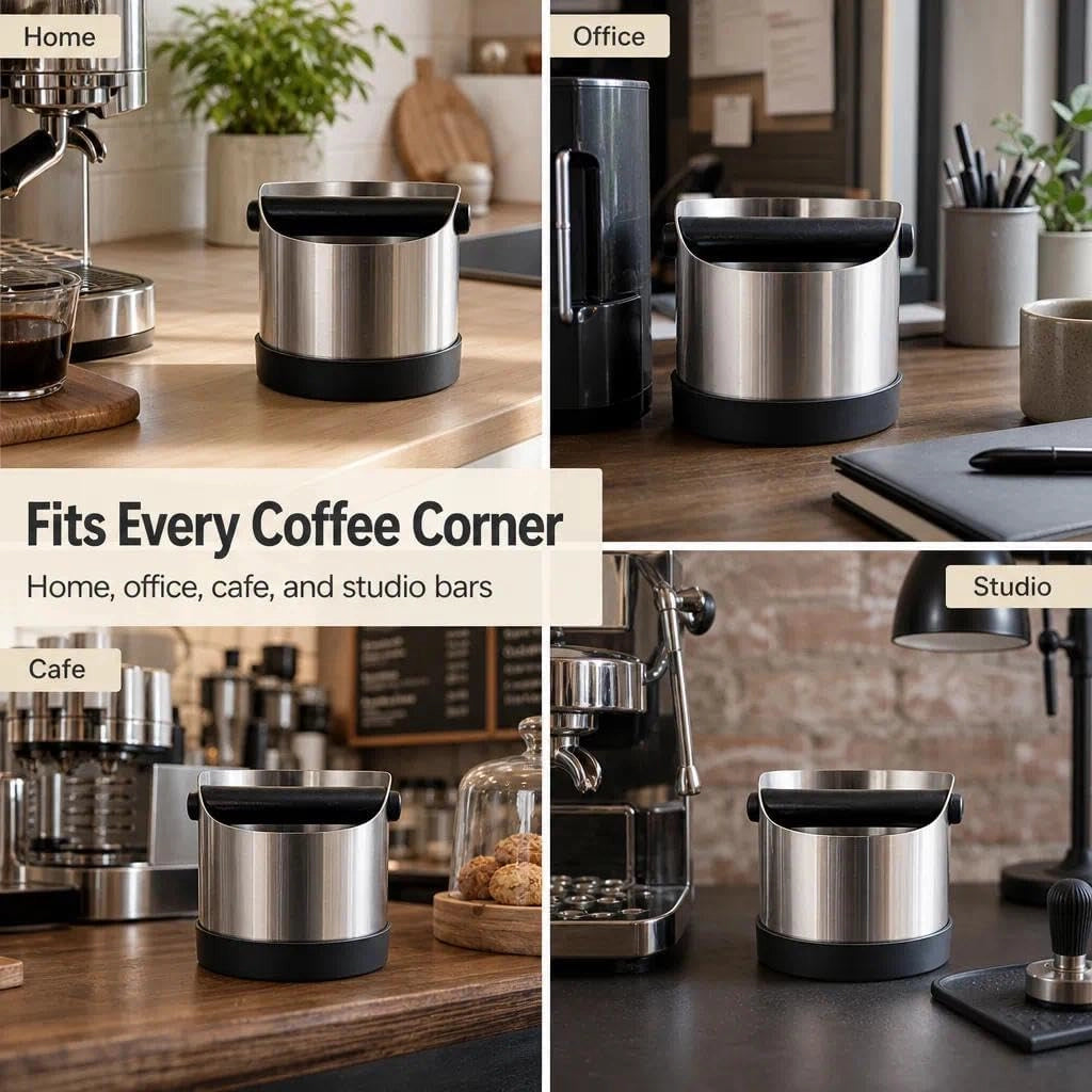 Contenitore in acciaio inossidabile per macinare il caffè, capacità 700 ml, con stantuffo rimovibile