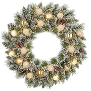 Ghirlanda natalizia Kaprun verde con 120 punte e 15 LED satin oro e bianco caldo
