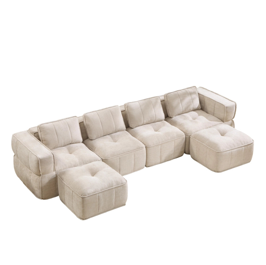 Divano modulare beige in poliestere 344 × 162 × 67 cm
