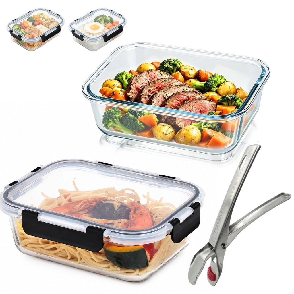 2 teglie per friggitrici ad aria, dimensioni 21x16x7 cm, con coperchio e clip