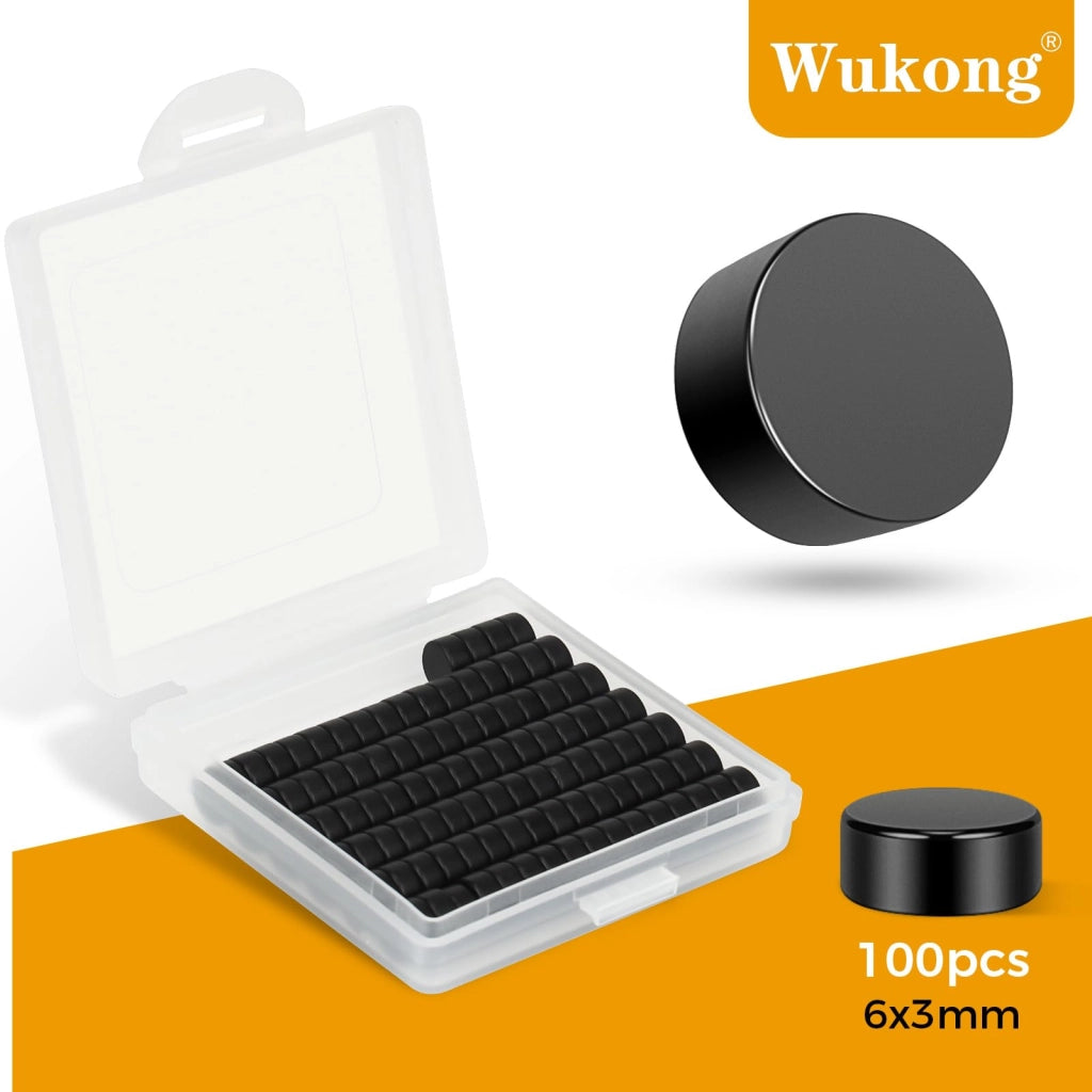Magnete in neodimio, 6x3 mm, 100 pezzi, nero, rotondo, extra forte