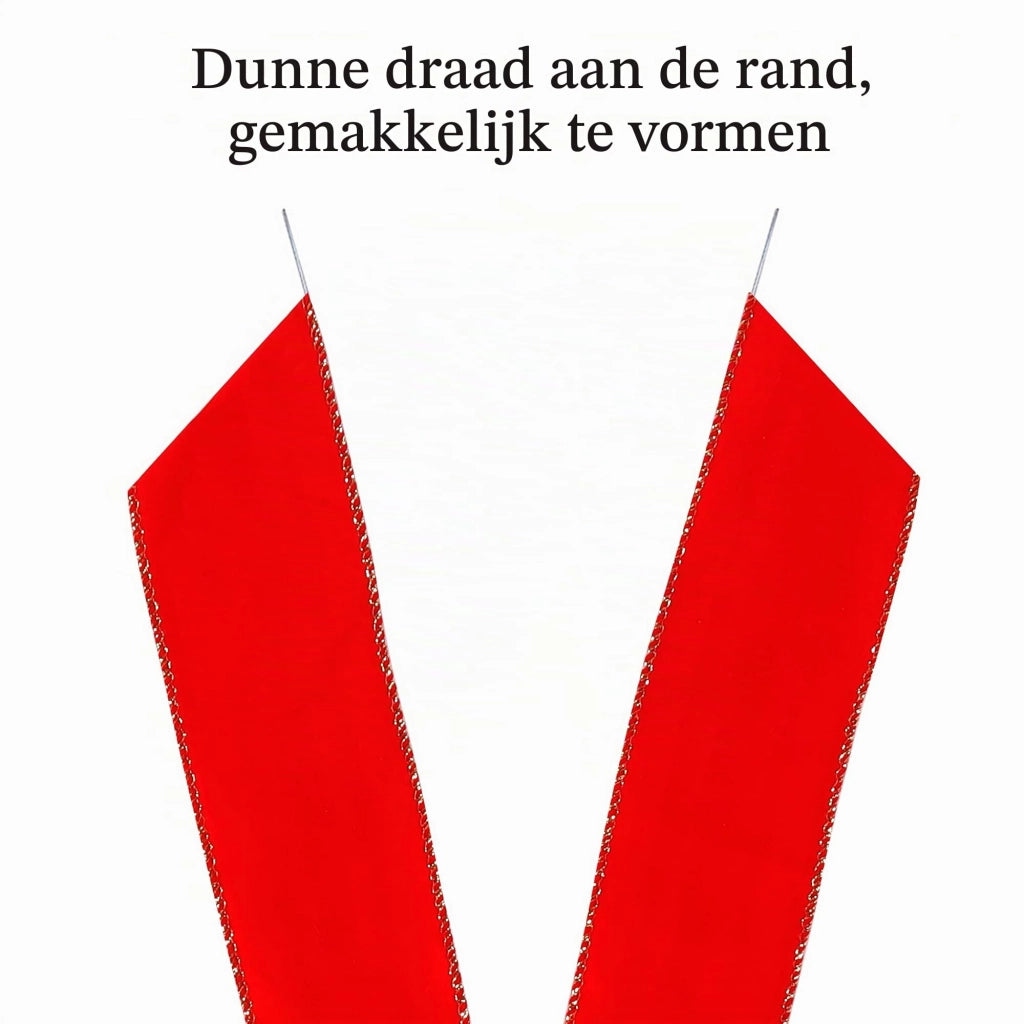 2 nastri di velluto rosso natalizi, dimensioni 30,5 x 50,8 cm, con bordo dorato
